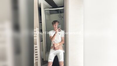 Young French blond Tom Barber jerking off after football