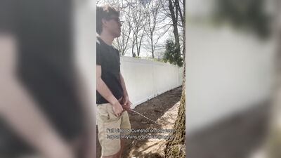 Twink Jerking Off Outdoors in Backyard, Showing Off Butt + Pissing