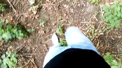 White socks POV outdoor walking, worshiping and making them dirty