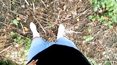 White socks POV outdoor walking, worshiping and making them dirty