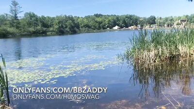 Teen boy sucking bbc in front of family fun festival