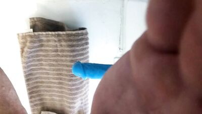 Trying new toy in friends shower