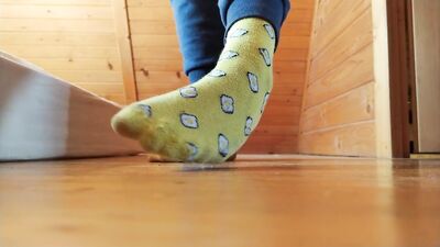 Polish Twink 18 y.o. boy feet in different colored socks and barefoot