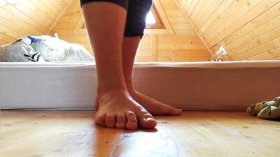 Polish Twink 18 y.o. boy feet in different colored socks and barefoot