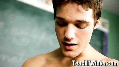 Gay twinks Krys Perez ad Adam Scott anal fuck in classroom