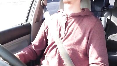 Huge Cock needed to cum while driving, I couldnt wait public