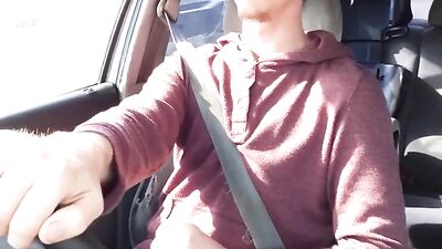 Huge Cock needed to cum while driving, I couldnt wait public