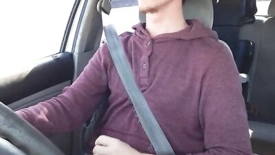 Huge Cock needed to cum while driving, I couldnt wait public