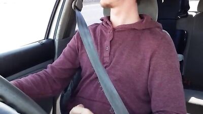 Huge Cock needed to cum while driving, I couldnt wait public