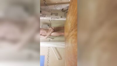 Very horny, very skinny teen with small ass enjoys himself in the shower