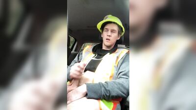 Twink Construction Worker Jerks Off And Eats Cum