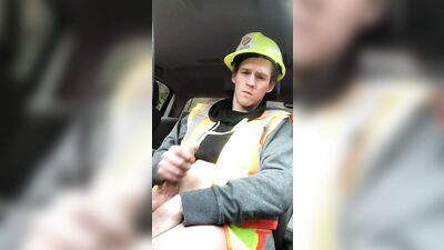 Twink Construction Worker Jerks Off And Eats Cum