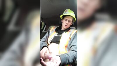 Twink Construction Worker Jerks Off And Eats Cum