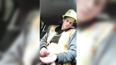 Twink Construction Worker Jerks Off And Eats Cum