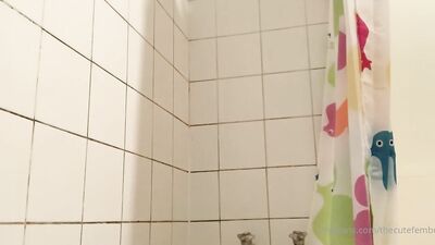 Cute twinky teen Femboy strips naked and showers for you after the gym.