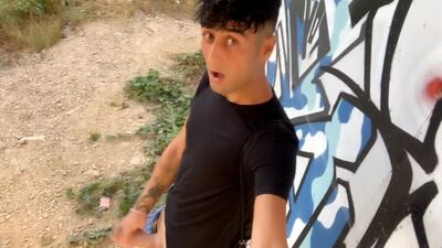 6 public places jerking in one day and big and far cumshot on a path EDGING