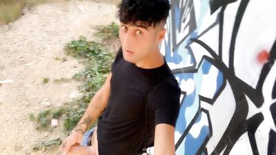 6 public places jerking in one day and big and far cumshot on a path EDGING