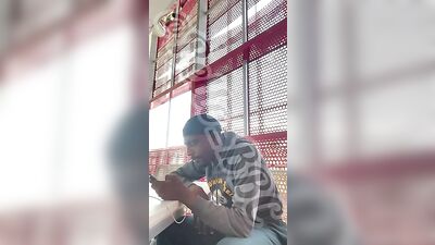 Black cock jerking off in public library - Almost caught!