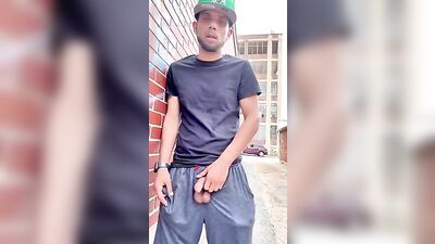 Street Cum Session - Jerking Off in an Alley-cums boys porn