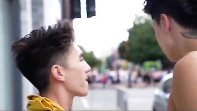Latin twink Angel meets Asian beauty Cody in a bareback interracial handjob and oral gay porn video!