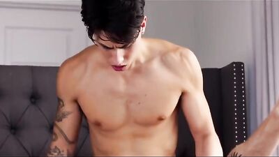 Latin twink Angel meets Asian beauty Cody in a bareback interracial handjob and oral gay porn video!