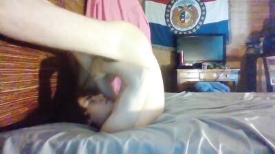 Teen tries to suck own dick and cums on face