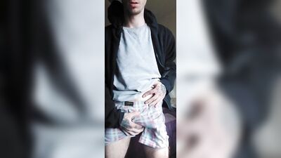 Flexing my cock in colorful boxers