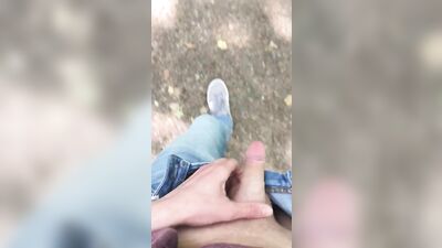 Flashing my twink dick while walking in public forest