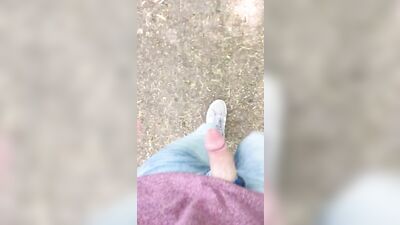 Flashing my twink dick while walking in public forest
