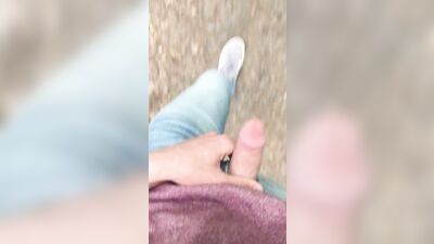 Flashing my twink dick while walking in public forest