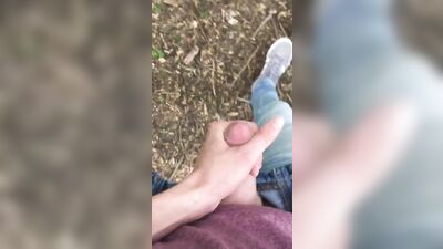 Flashing my twink dick while walking in public forest