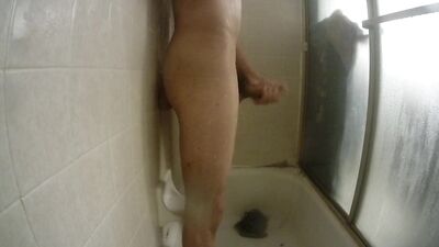 Thinking of friend,shower cum