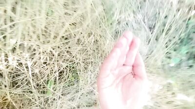 Twink eats creampie from own ass after outdoor fuck