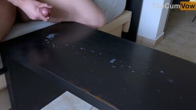 Huge Cumshot Over The Table