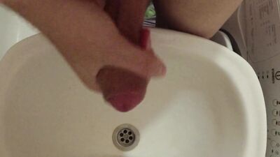 Boy cums in the sink