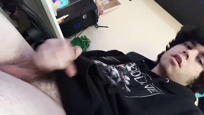 Cute twink ALMOST CAUGHT stroking his cock by ROOMMATE