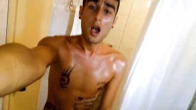 Uncut cock cum in toilet after sun tanning