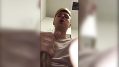 Cumming in the shared work bathroom