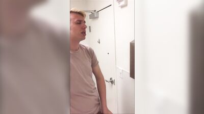 Cumming in the shared work bathroom