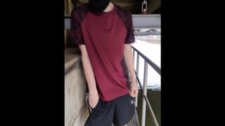 Straight student jerks off outside under a bridge - Truth or Dare - Big uncut dick