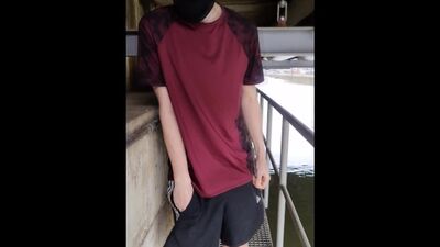 Straight student jerks off outside under a bridge - Truth or Dare - Big uncut dick