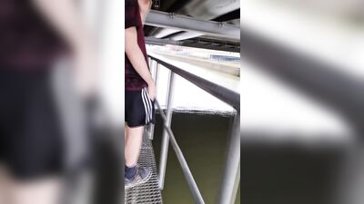 Straight student jerks off outside under a bridge - Truth or Dare - Big uncut dick