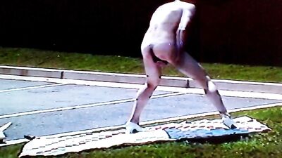 Old video Skinny Twink ass fucking dildos in a car park Potato cam