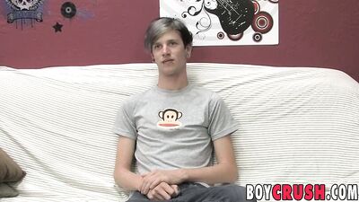 Skinny twink Danny Tyler interviewed before solo stroking