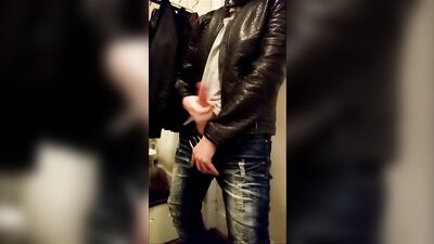 Jerking Off in all my Leather Jackets with Big Load