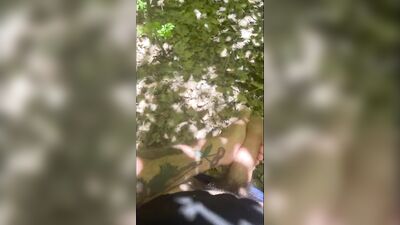 Big hairy cock twink jerk off in the woods third cum shot load of the day