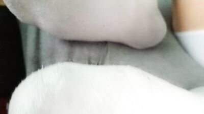 Twink shows and cums on his white socks after wearing it all day and night - Morning cumshot