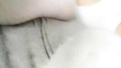 Twink shows and cums on his white socks after wearing it all day and night - Morning cumshot