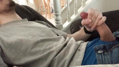 Twink covers his clothes in cum