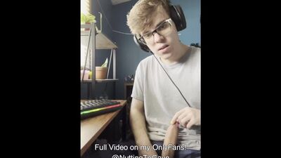 Hot Twink with LONG Cock Jerking off, sitting on balls, jerking to porn, etc. (OnlyFans Preview)